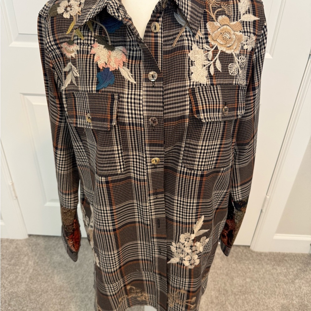 Johnny Was Freya Printed Embroidered Shirt Jacket
